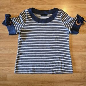Ivanka Trump Navy and White Striped Womens Sweater
